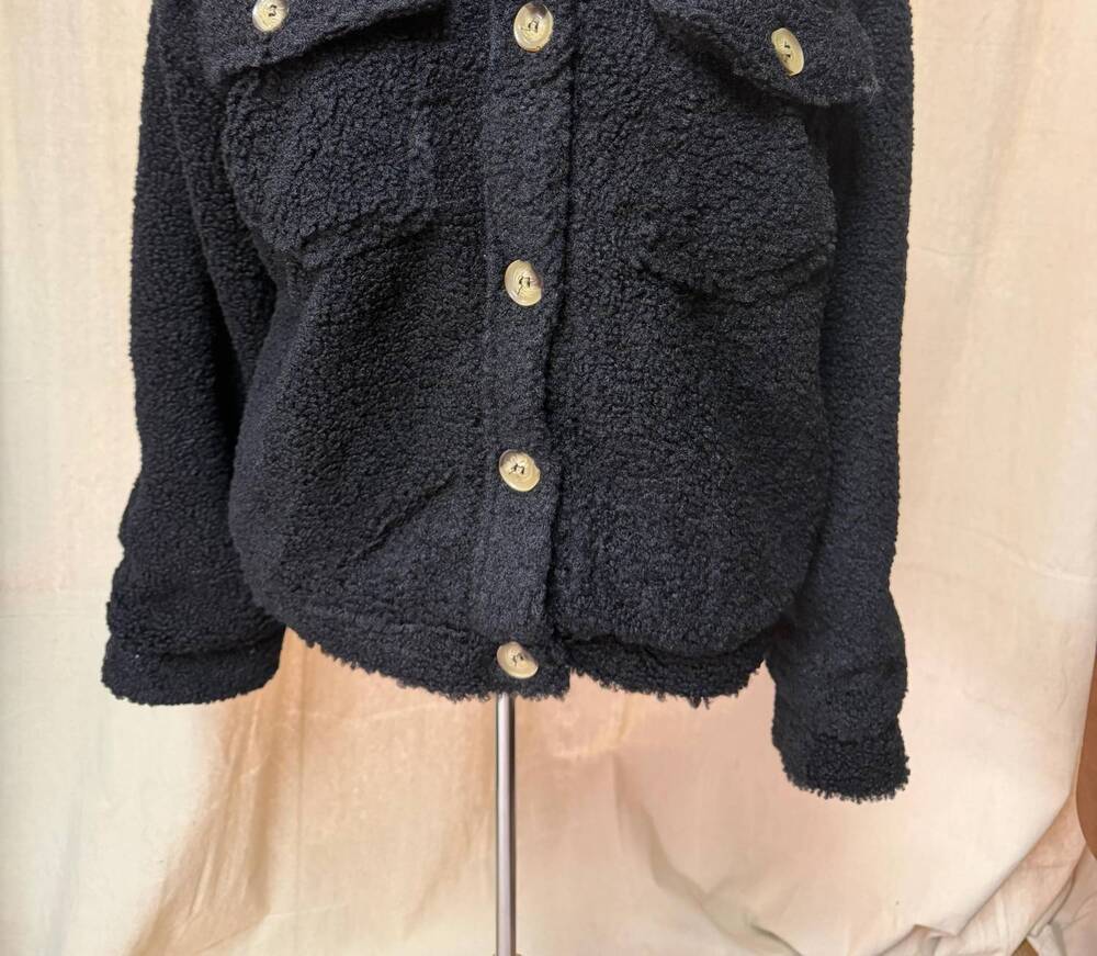 NEW HYFVE women's sherpa button front jacket in black